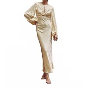 NEW FORE COLLECTION open back satin maxi dress in sunlit yellow